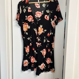 Black Flower Romper. Size L